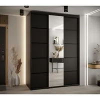 Skriňa s posuvnými dverami so zrkadlom Cannes 5 170 60 cm hĺbky Čierna