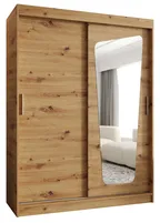 Skriňa s posuvnými dverami so zrkadlom Moka 150 cm Svetlohnedé drevo