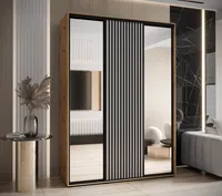 Skriňa s posuvnými dverami so zrkadlom Sapporo 2 180 60 Svetlohnedé drevo Biela Čierna