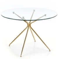 Kulatý stolek Rondo do jídelny a obývacího pokoje čirý se zlatou
