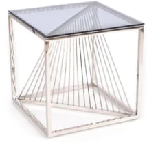 Konferenční stolek Infinity čtvercový do obývacího pokoje kouřové sklo-stříbrná