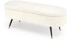 Tapicerowana ławka Aveiro z pojemnikiem do salonu kremowy