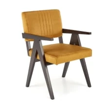 Tapicerowane krzesło Memory, wersja musztardowa