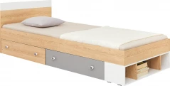 Funkcjonalne łóżko 120 z szufladami i wnękami do pokoju młodzieżowego Pixel