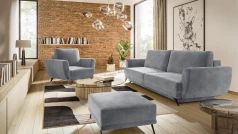 Zestaw Megis - fotel, sofa oraz pufa