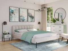 Łóżko tapicerowane Milan 160x200 na wysokich metalowych nóżkach