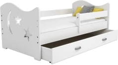 Łóżko dziecięce Miki gwiazdki B1 80x160 z barierką zabezpieczającą i szufladą