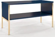 Elegancki granatowy stolik kawowy do salonu Polka na złotych nóżkach