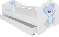 Łóżko z materacem, barierką i szufladą Casimo Blue Bear 140