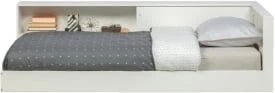 Łóżko 90x200 Connect białe z otwartą półką oraz schowkiem
