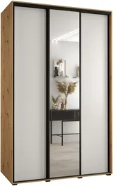 Vysoká šatní skříň s posuvnými dveřmi a zrcadlem Davos 3 150, hloubka 60 cm, výška 235,2 cm