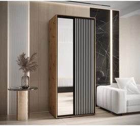 Šatní skříň s posuvnými dveřmi a zrcadlem Lanko 2 120, hloubka 60 cm