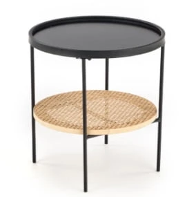 Ława Kampa do salonu rattan naturalny-czarny