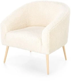Tapicerowany fotel Grifon 2 w stylu glamour kremowy