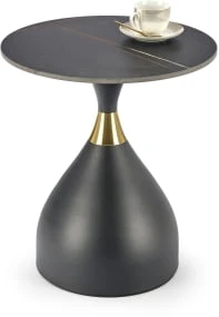 Elegancka ława Scalita do salonu czarny marmur-czarny-złoty