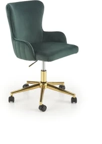 Tapicerowany fotel gabinetowy Timoteo w stylu glamour ciemny zielony