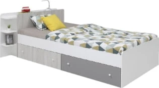 Moderní postel s plochou spaní 120 cm a se zásuvkami do dětského pokoje Como