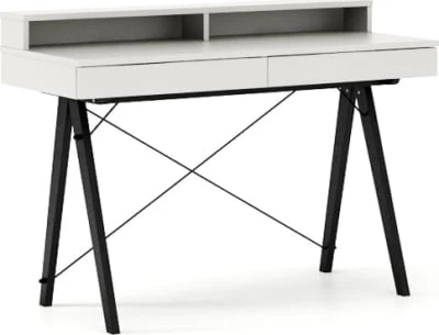 Biurko 120x50 Basic+ Horizontal z poziomą nadstawką Black / White