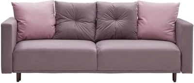 Sofa Pink z funkcją spania typu DL i pojemnikiem na pościel
