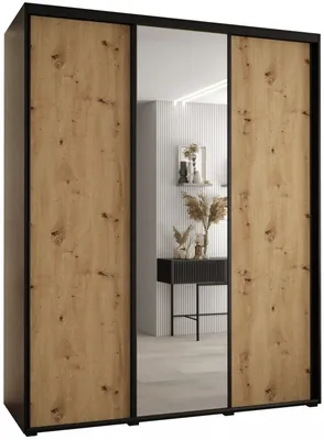 Vysoká šatní skříň s posuvnými dveřmi a zrcadlem Davos 3 180, hloubka 60 cm, výška 235,2 cm