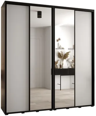 Vysoká šatní skříň s posuvnými dveřmi  a zrcadlem Davos 3 220, hloubka 45 cm, výška 235,2 cm