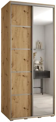 Skriňa s posuvnými dverami so zrkadlom Davos 5 100 cm 60 cm hĺbky
