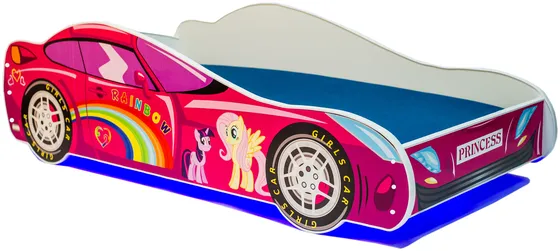 Posteľ s matracom a osvetlením Car Pink 140