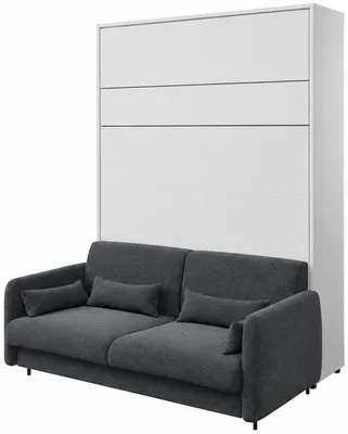Sklápacia posteľ s pohovkou 140 zvislá Bed Concept vo farbe Alpská biela