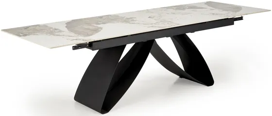 Rozkladací stôl Hilario biely mramor / čierny