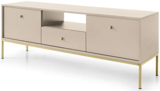 Moderný dvojdverový TV stolík so zásuvkou a nikou do obývačky Mono