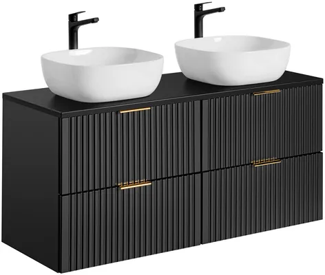 Koupelnový nábytkový set Adel Black 120 s umyvadly na desku stolu