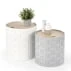 Sada dvou kávových stolků Alba s úložným prostorem do obývacího pokoje bílý mat-šedý mat