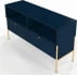 Elegantní tmavě modrý TV stolek Polka se zlatými nohami