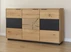 Dubová komoda 3D s dřevěným plátem a černým sklem Tirano
